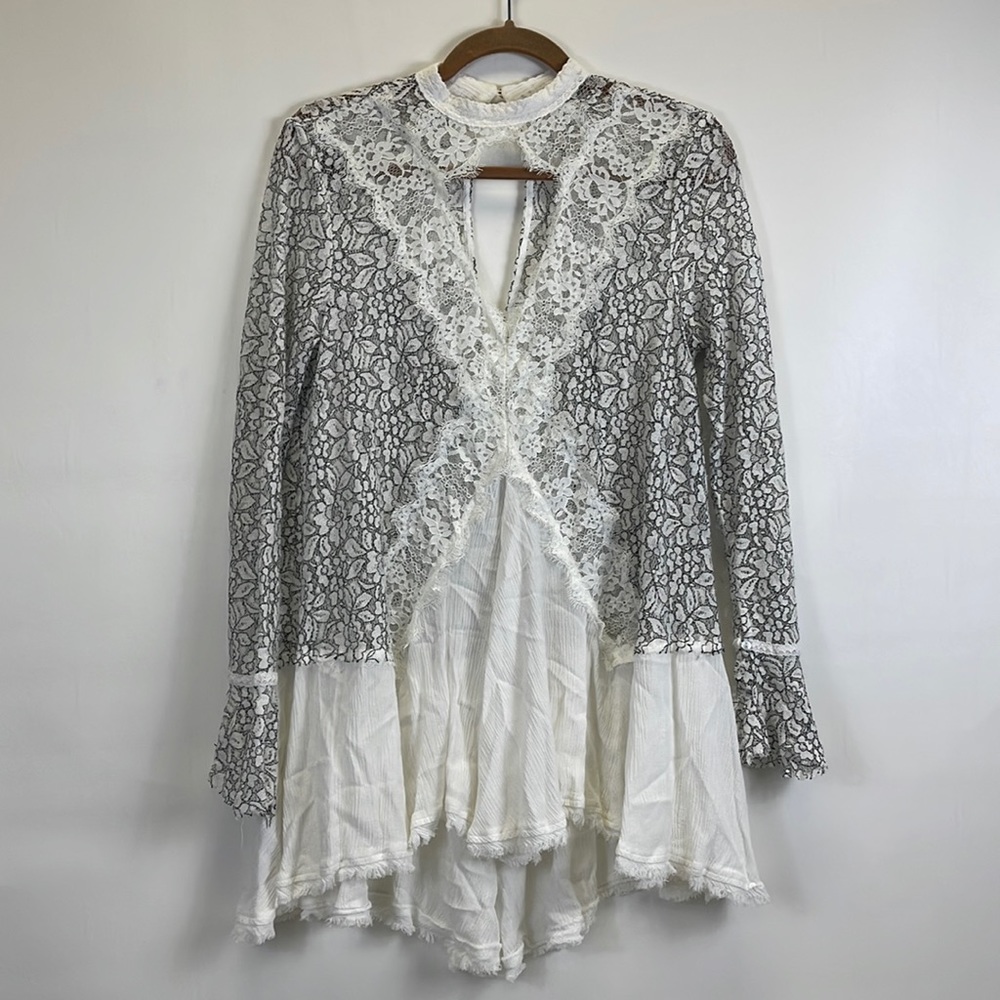 Free People Tall Tale Cutout Lace Tunic Dress. Sz S